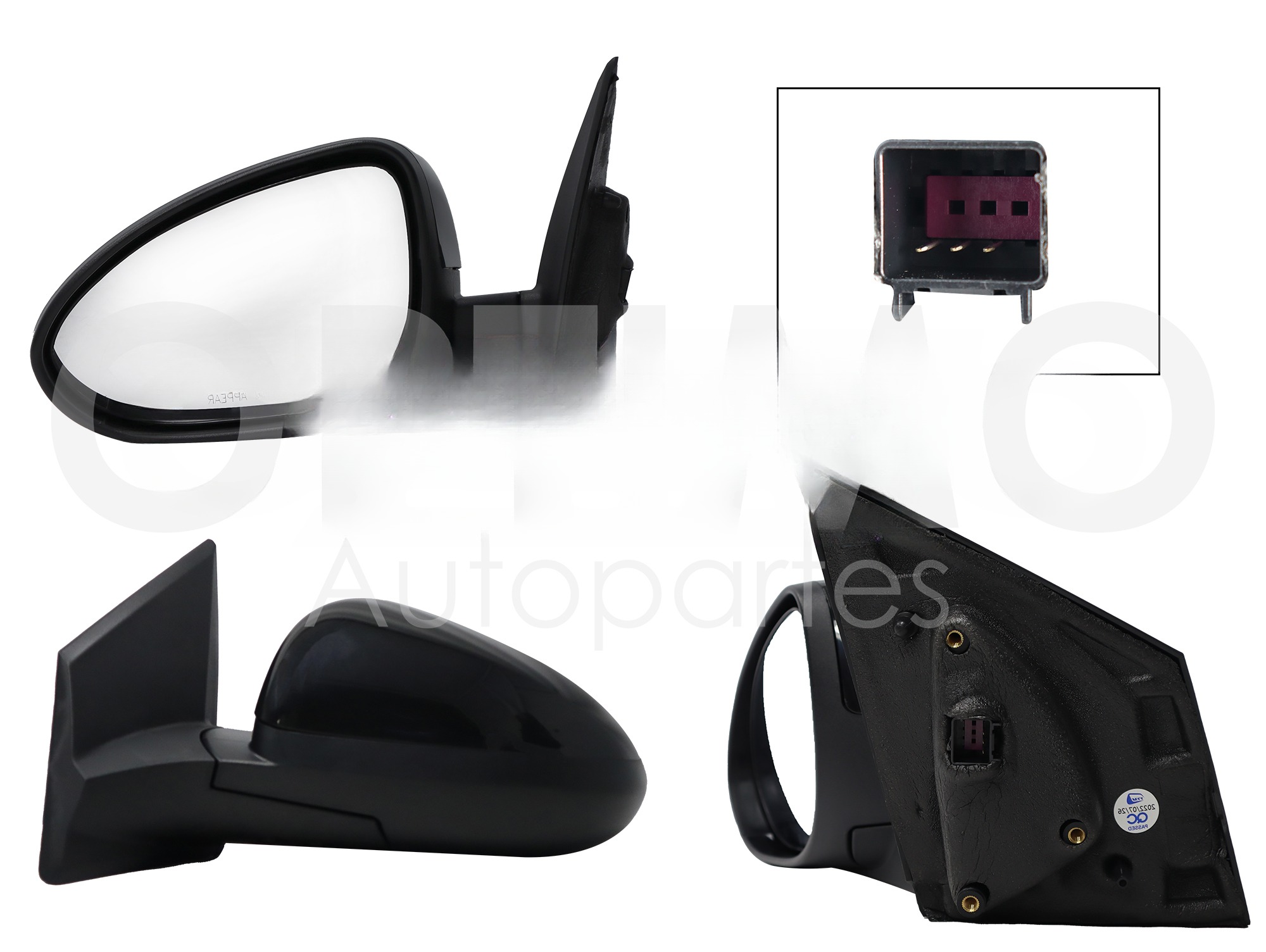 ESPEJO IZQ ELECT NEGRO P/PINTAR (3PINES) (SEDAN/H-BACK)