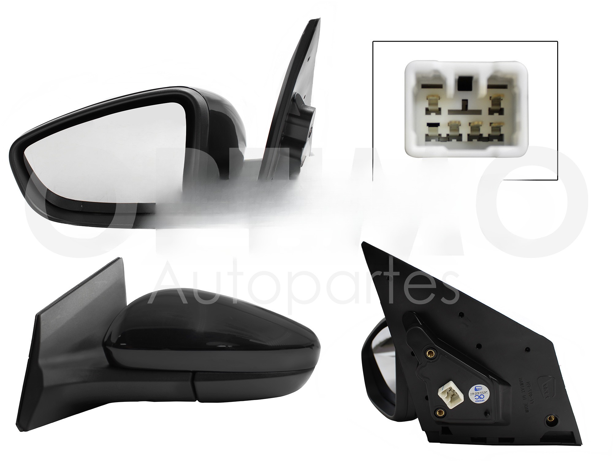 ESPEJO IZQ ELECT NEGRO P/PINTAR C/DESEMPAÑANTE (5PINES)