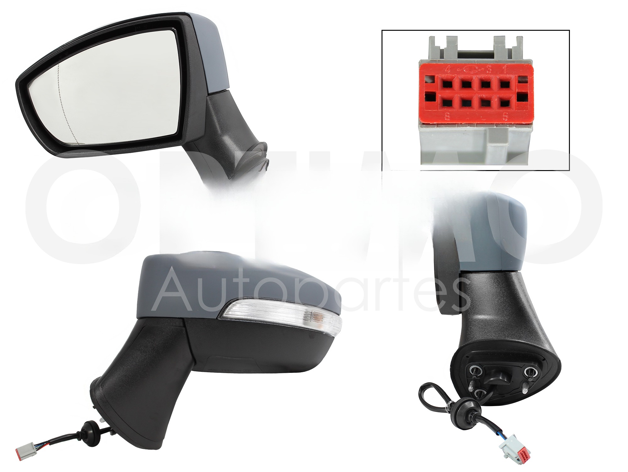 ESPEJO IZQ ELECT GRIS P/PINTAR C/LUZ DIRECCIONAL (5PINES)