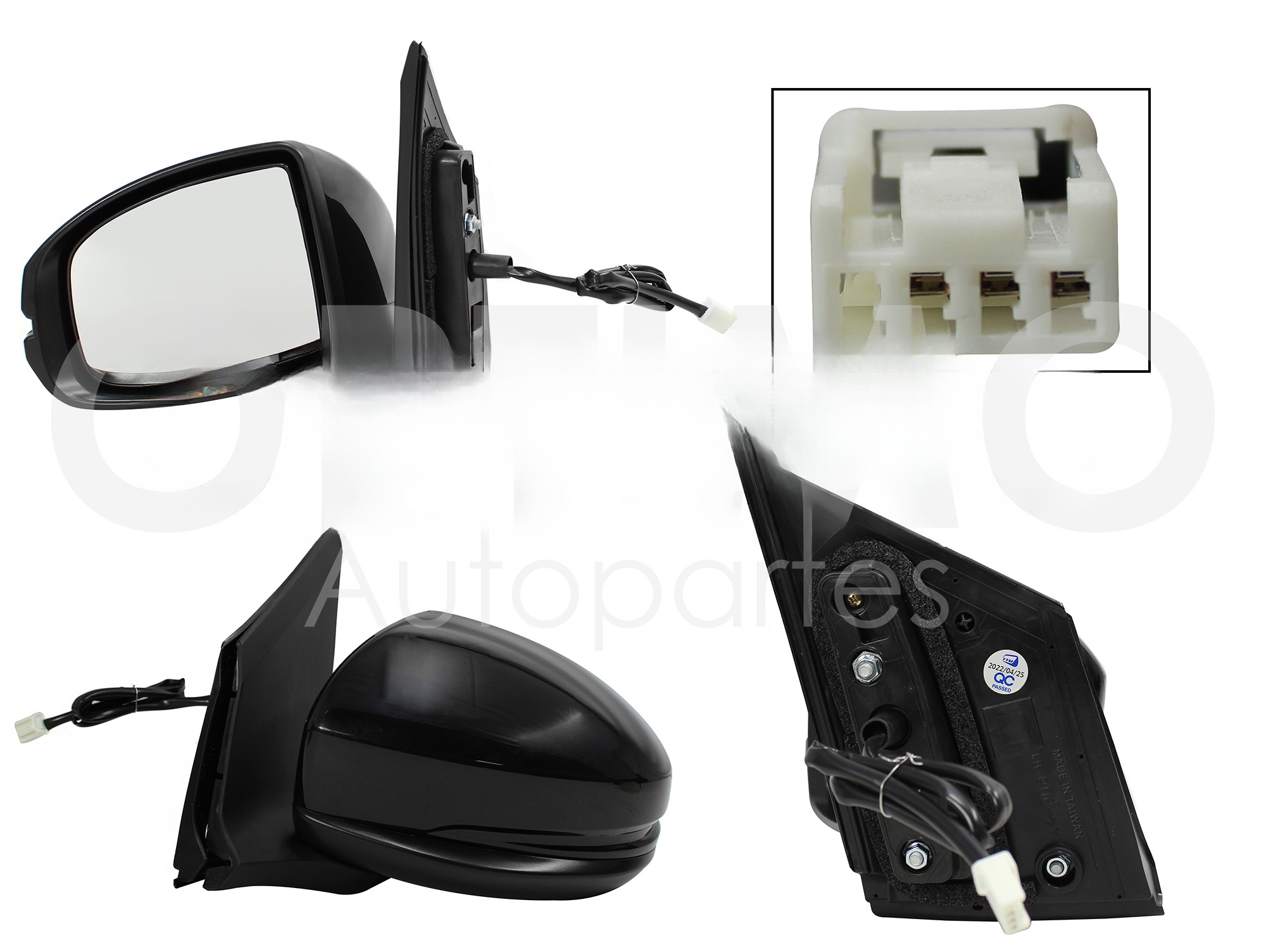 ESPEJO IZQ ELECT NEGRO P/PINTAR (3PINES)