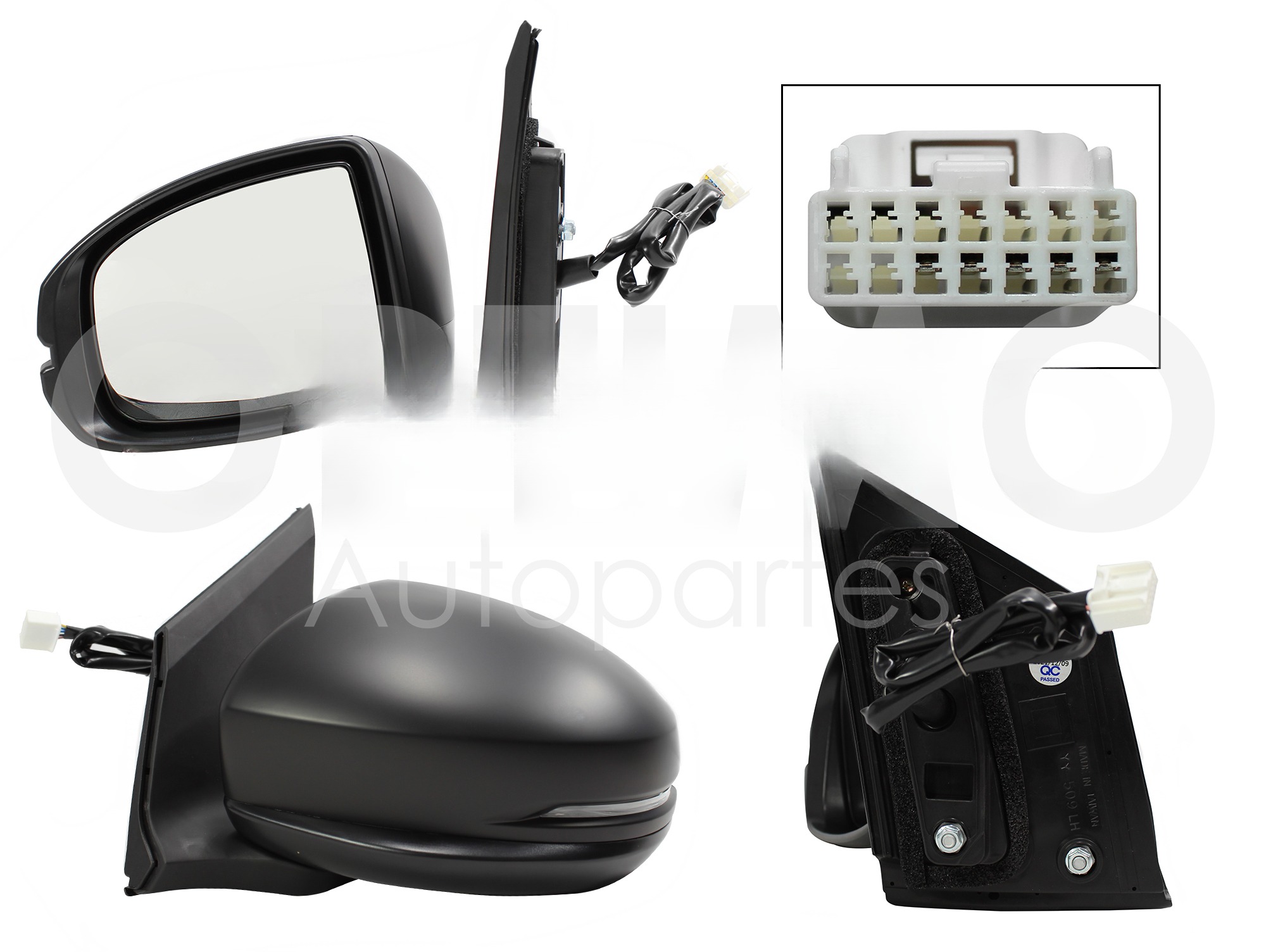 ESPEJO IZQ ELECT NEGRO P/PINTAR C/LUZ DIRECCIONAL (5PINES)