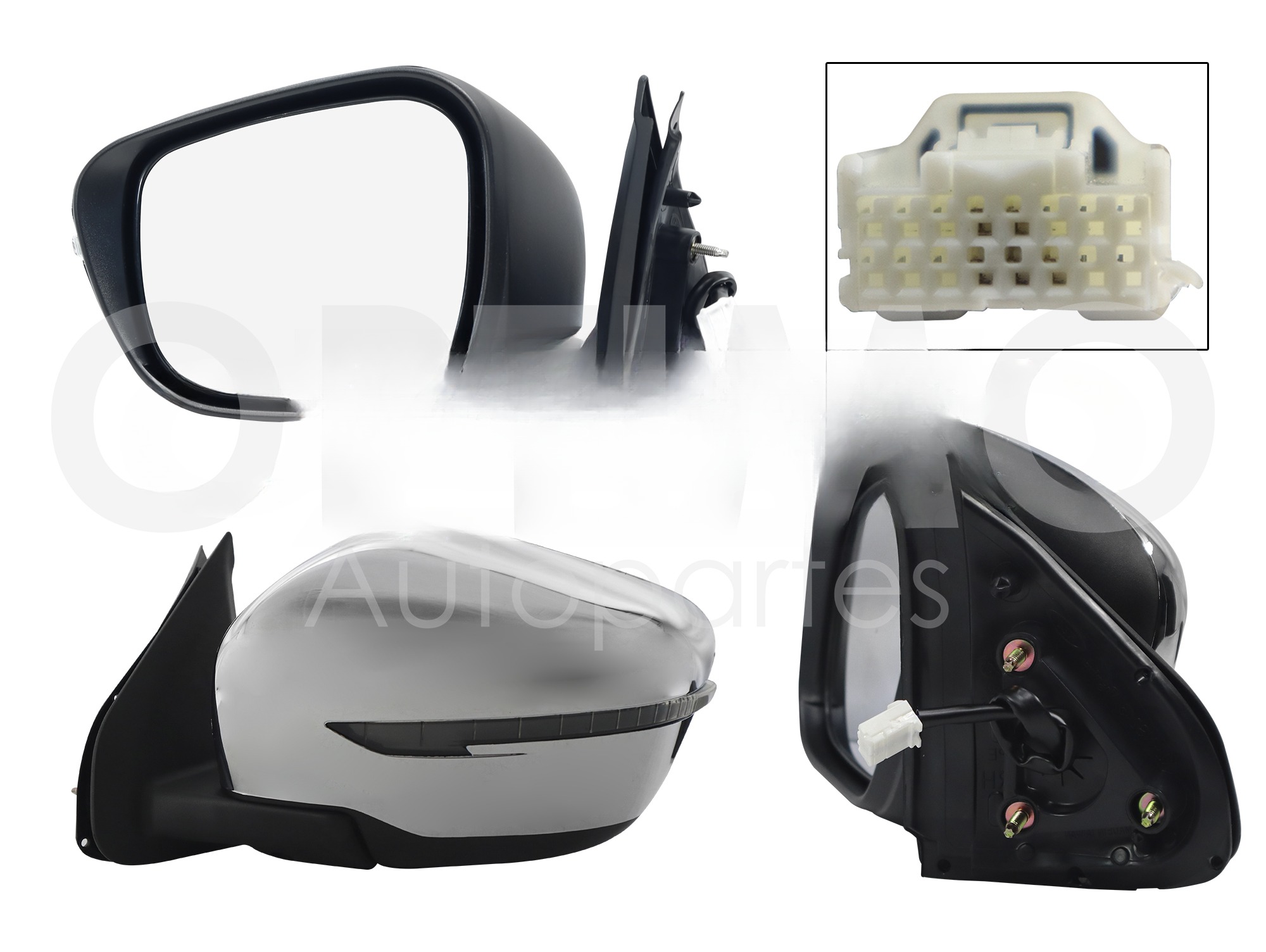 ESPEJO IZQ ELECT CROMO C/LUZ DIRECCIONAL (5PINES)