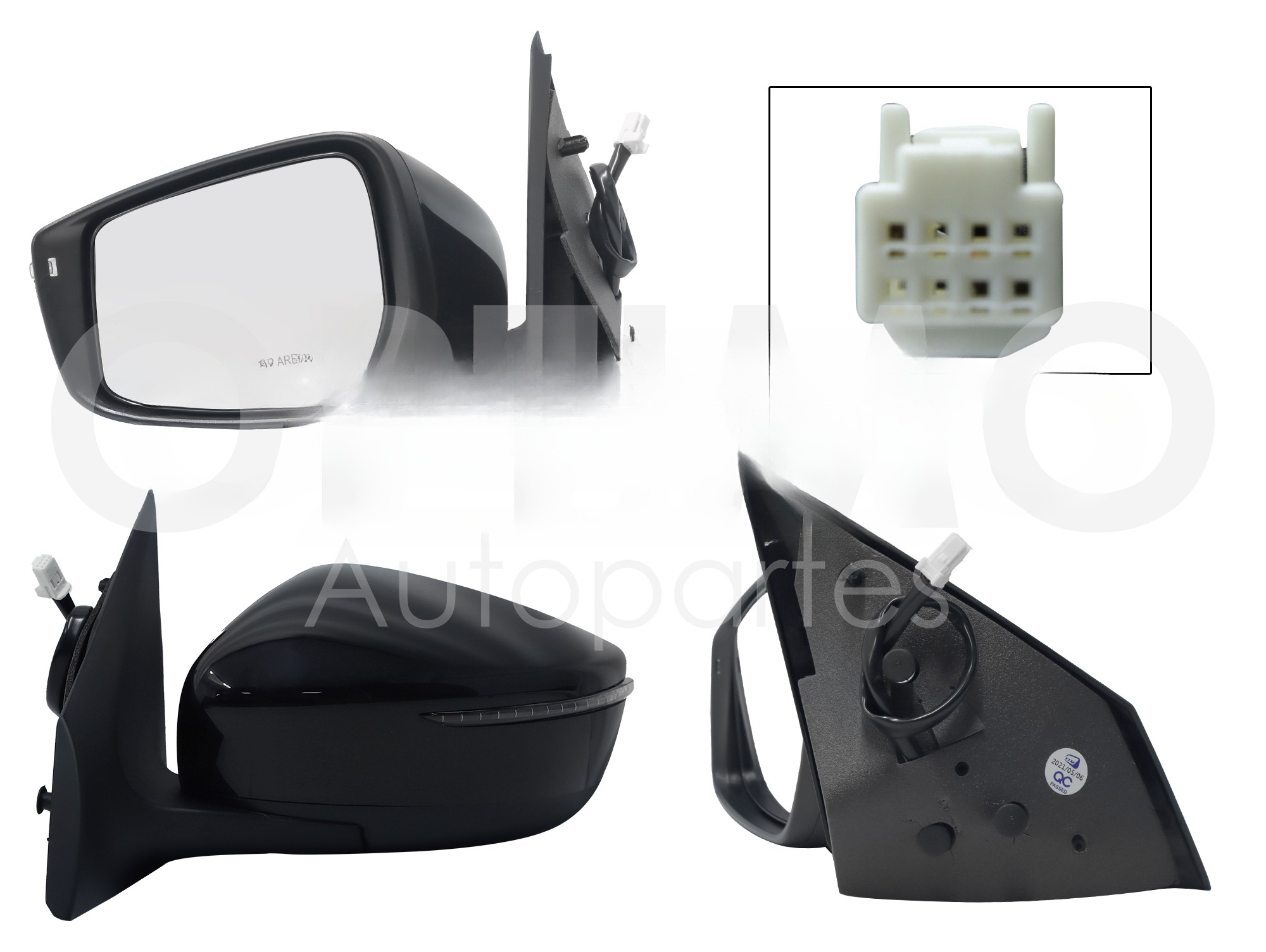 ESPEJO IZQ ELECT NEGRO P/PINTAR C/LUZ DIRECCIONAL (5PINES)