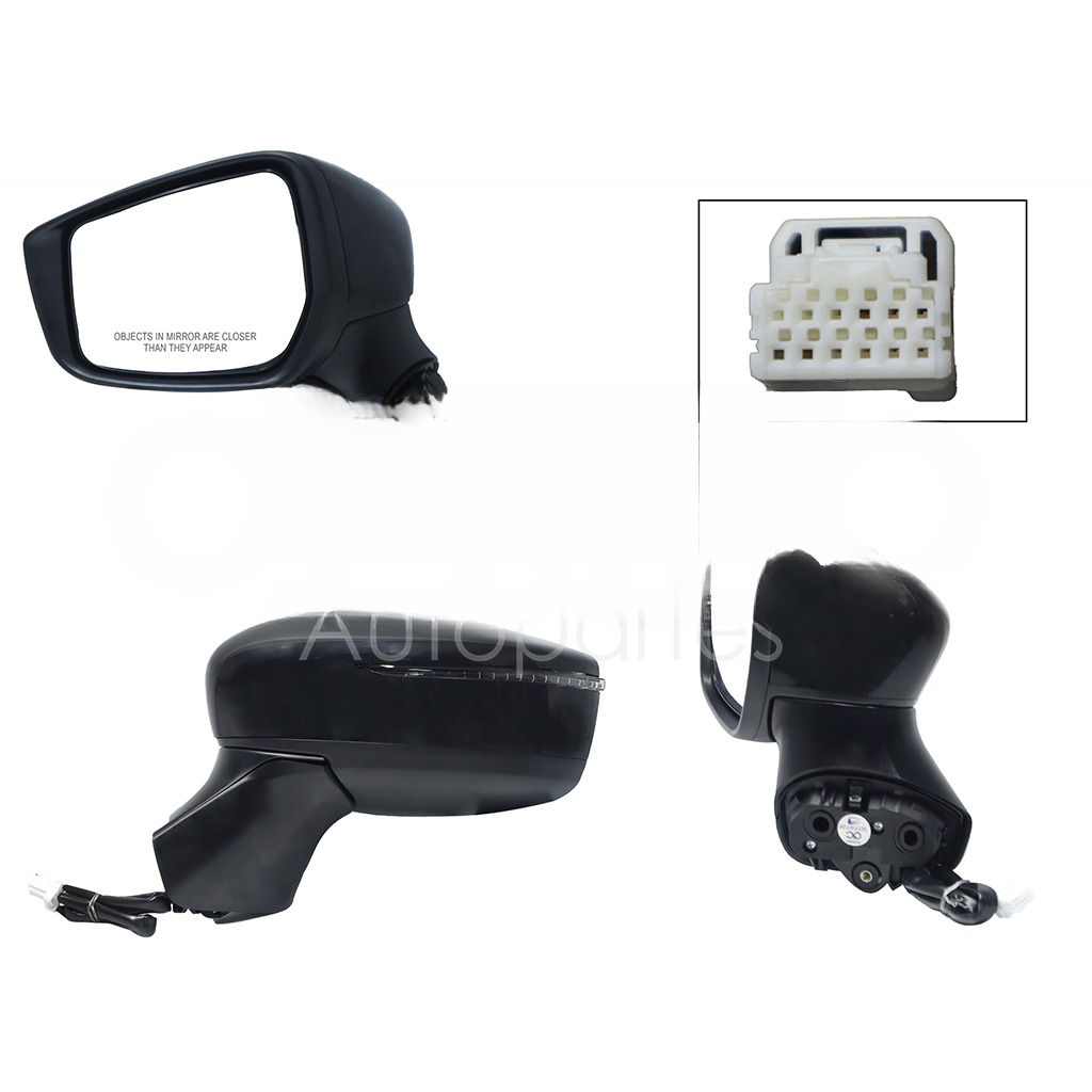 ESPEJO IZQ ELECT NEGRO P/PINTAR C/LUZ DIRECCIONAL (6PINES)