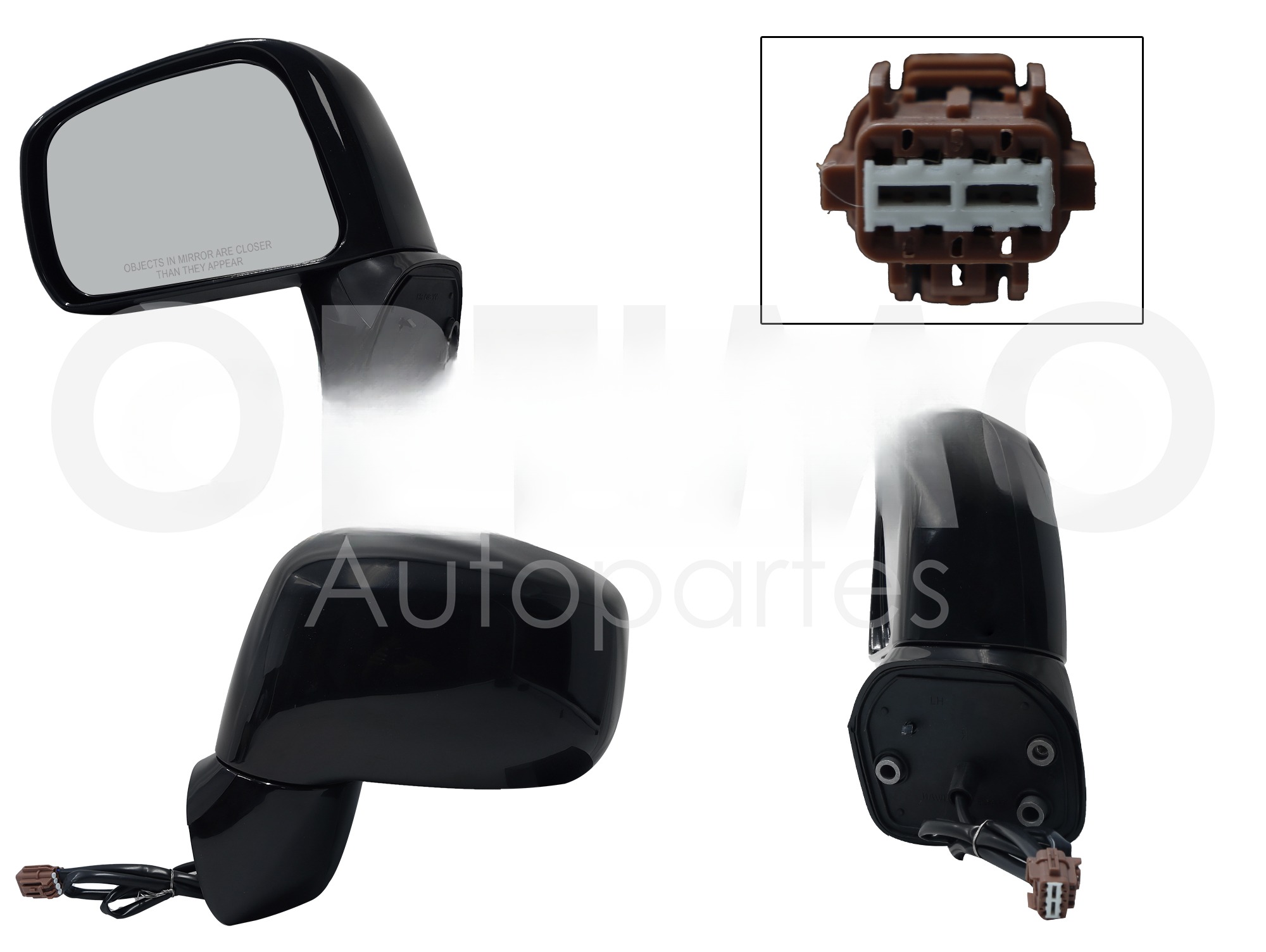 ESPEJO IZQ ELECT NEGRO P/PINTAR (3PINES)