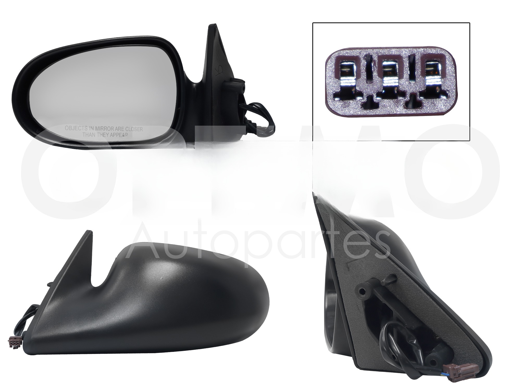 ESPEJO IZQ ELECT NEGRO POROSO (3PINES)