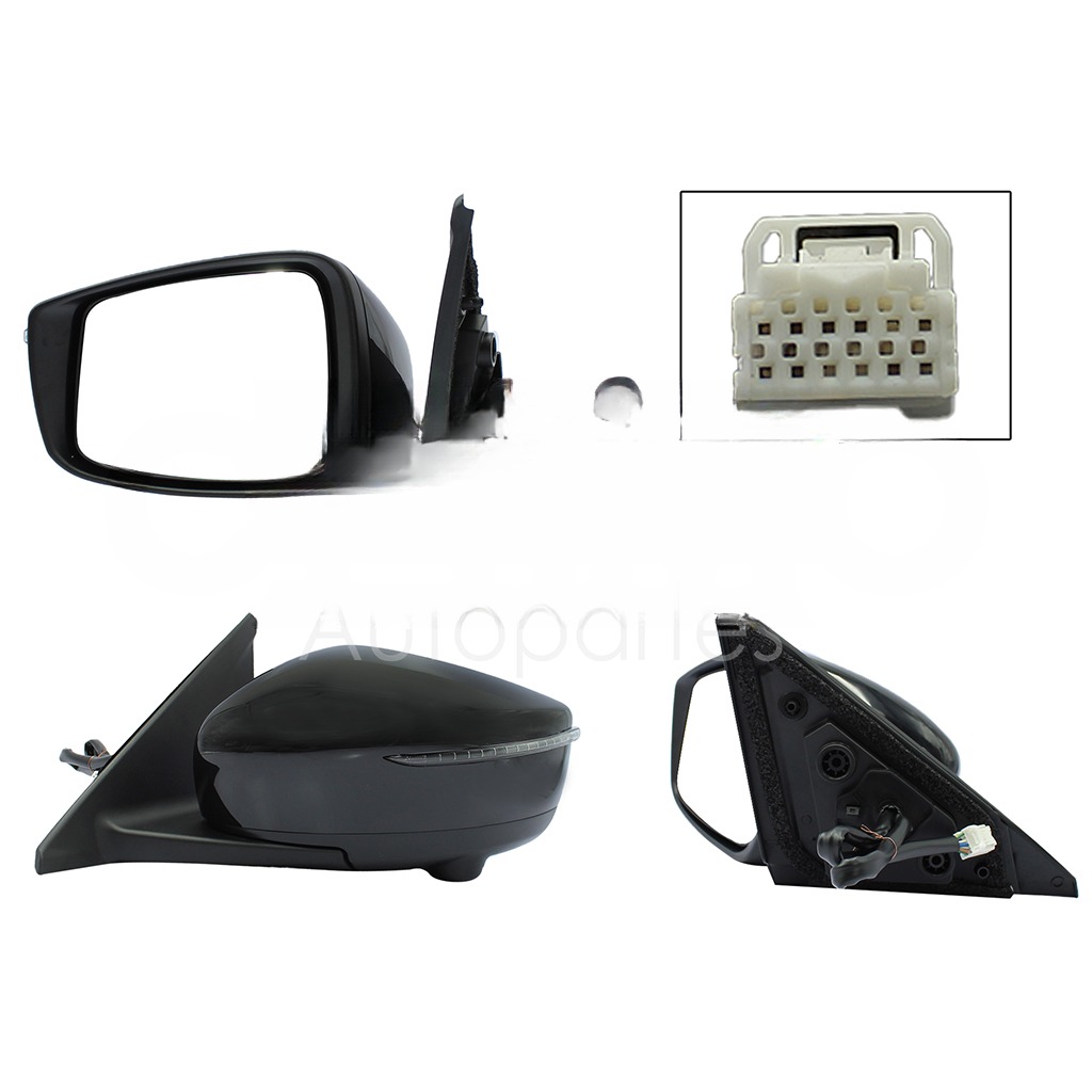 ESPEJO IZQ ELECT NEGRO P/PINTAR C/LUZ DIRECCIONAL C/CAMARA (9PINES)