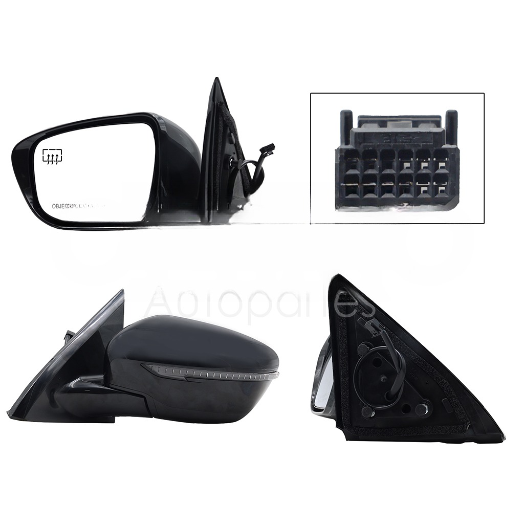 ESPEJO IZQ ELECT NEGRO P/PINTAR C/LUZ DIRECCIONAL C/DESEMPAÑANTE (6PINES)