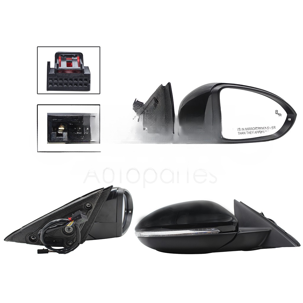 ESPEJO DER ELECT NEGRO P/PINTAR C/LUZ DIRECC C/DESEMP C/MEMORIA C/DETECTOR PUNTO CIEGO (10+2PINES)