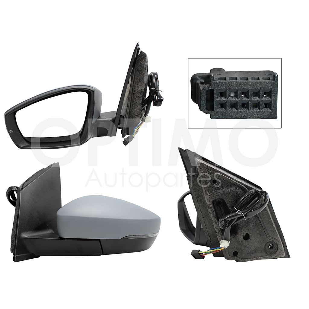ESPEJO IZQ ELECT GRIS P/PINTAR C/LUZ DIRECCIONAL C/DESEMPAÑANTE (6PINES) (POLO 1