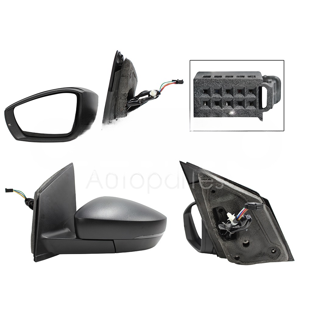 ESPEJO IZQ ELECT NEGRO POROSO C/LUZ DIRECCIONAL C/DESEMPAÑANTE (6PINES) (POLO 13-22)