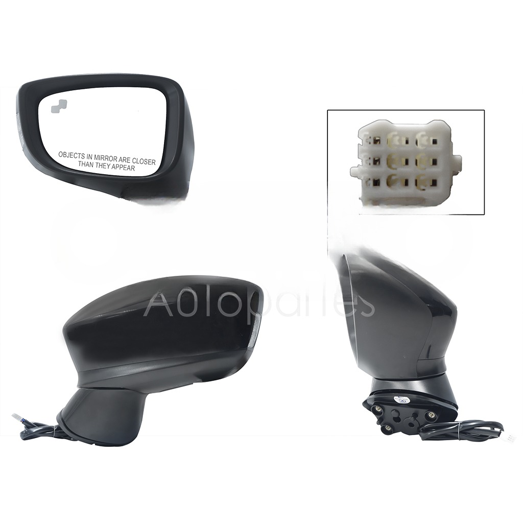 ESPEJO IZQ ELECT NEGRO P/PINTAR C/LUZ DIRECCIONAL C/DESEMPAÑANTE C/DETECTOR PUNTO CIEGO (7PINES)