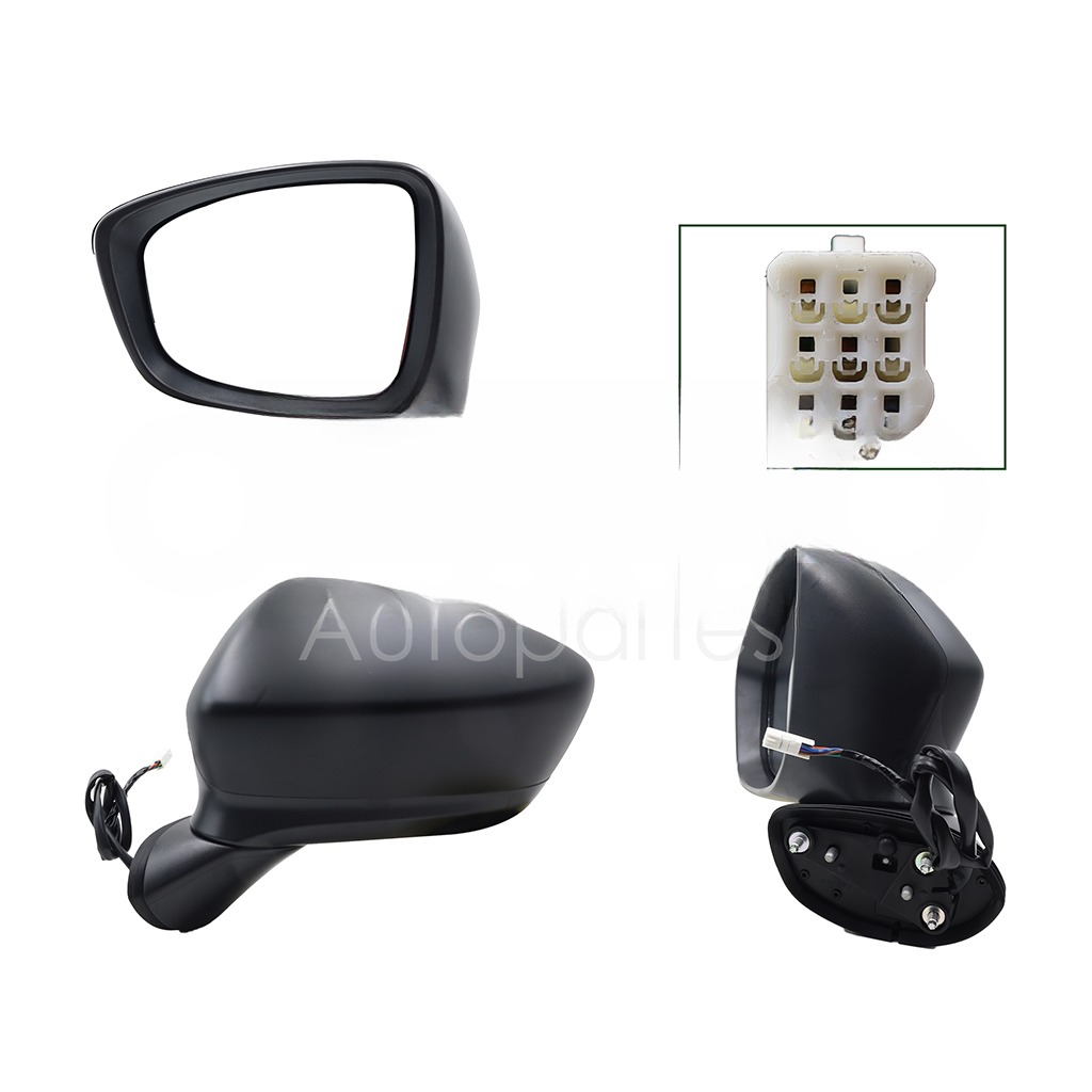 ESPEJO IZQ ELECT NEGRO P/PINTAR C/LUZ DIRECCIONAL C/DESEMPAÑANTE (6PINES)