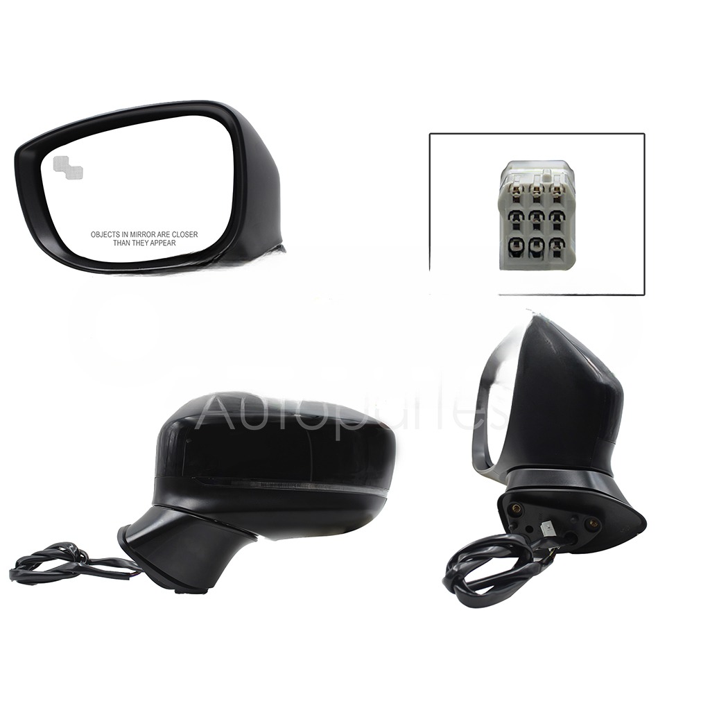 ESPEJO IZQ ELECT NEGRO P/PINTAR C/LUZ DIRECCIONAL C/DESEMPAÑANTE C/DETECTOR PUNTO CIEGO (7PINES)