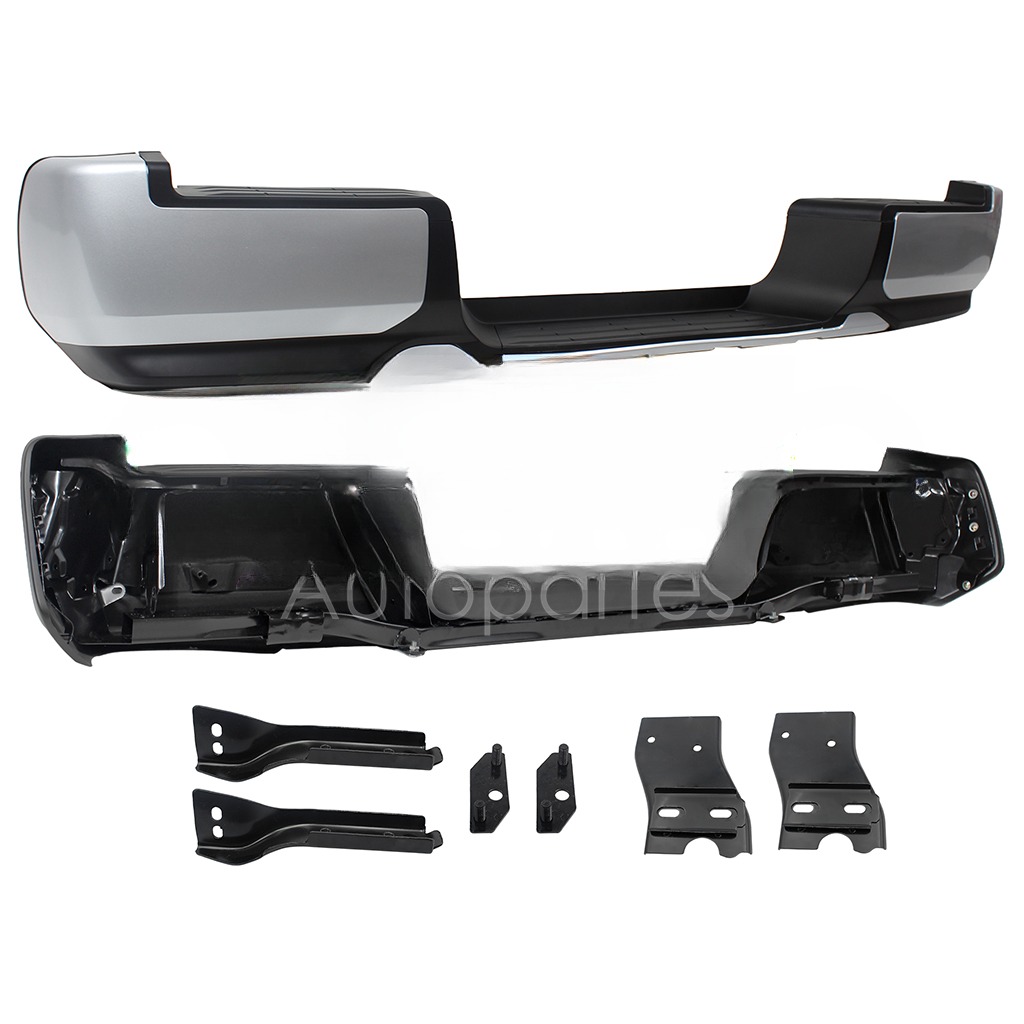 DEFENSA TRASERA NEGRA C/GRIS COMPLETA S/HOYO P/SENSOR C/BRACKS