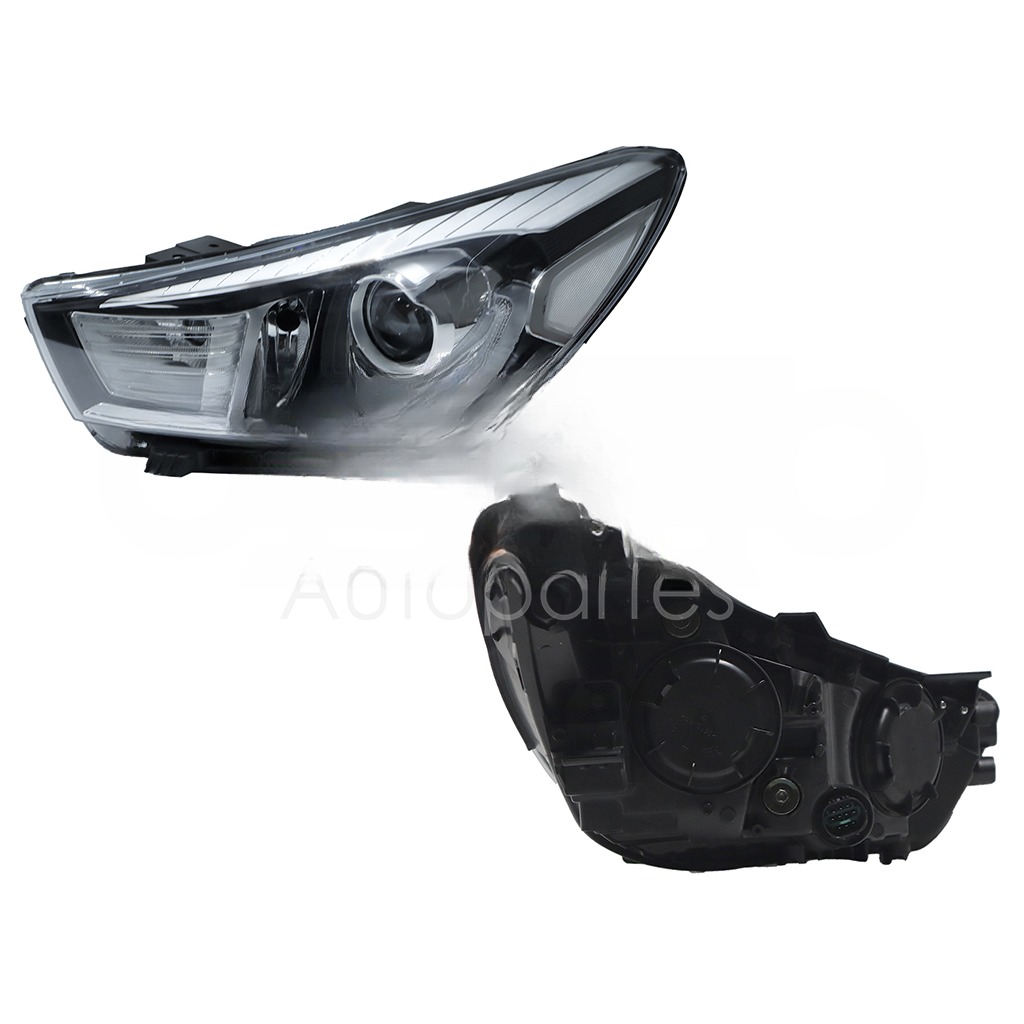 FARO IZQ F/NEGRO C/MOTOR C/LED C/LUPA C/MICA BLANCO FILOS CROMOS (SEDAN/H-BACK)