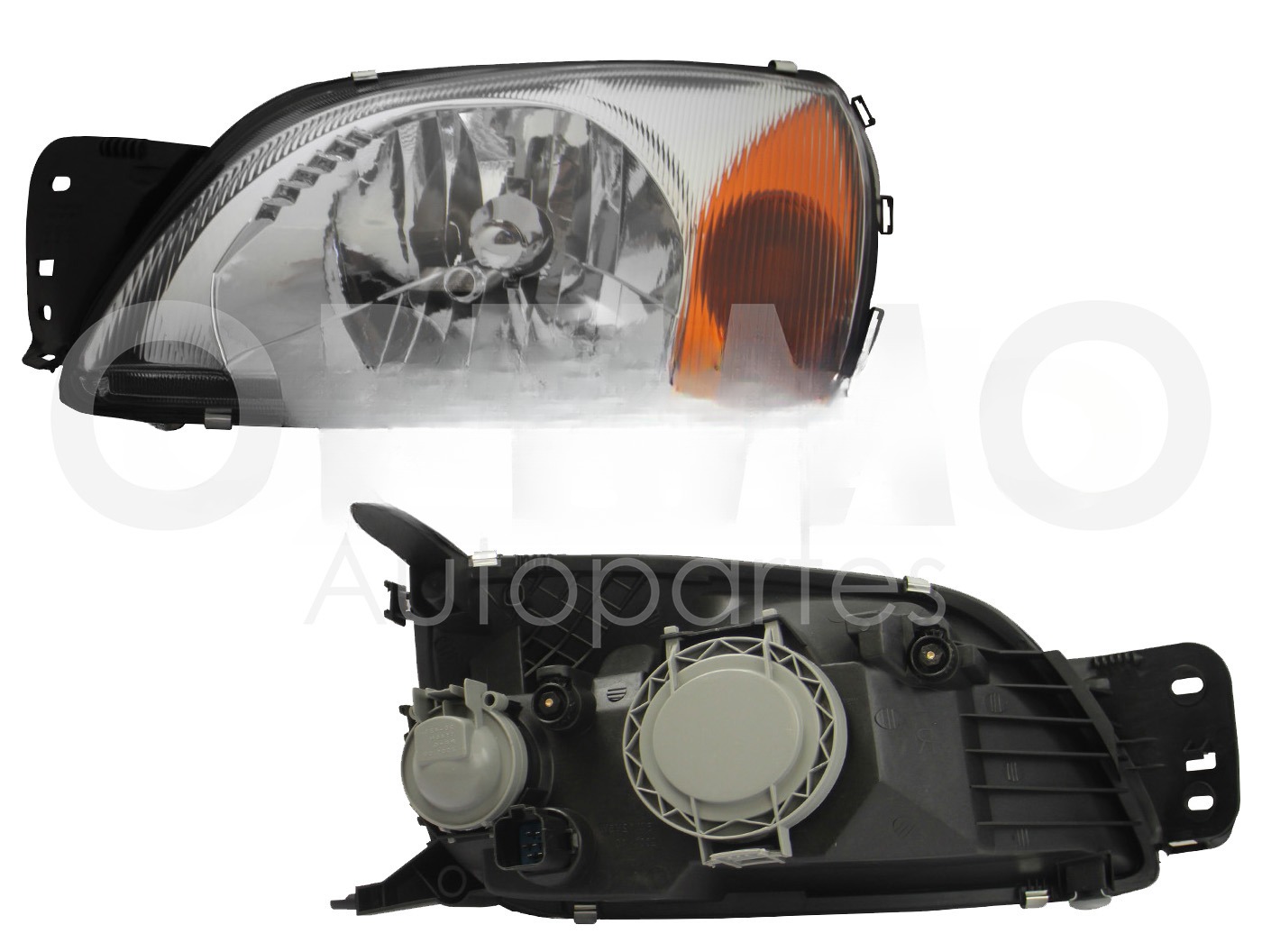 FARO IZQ F/CROMADO C/CUARTO AMBAR C/BASE (COURIER 01-12/FIESTA 00-02)