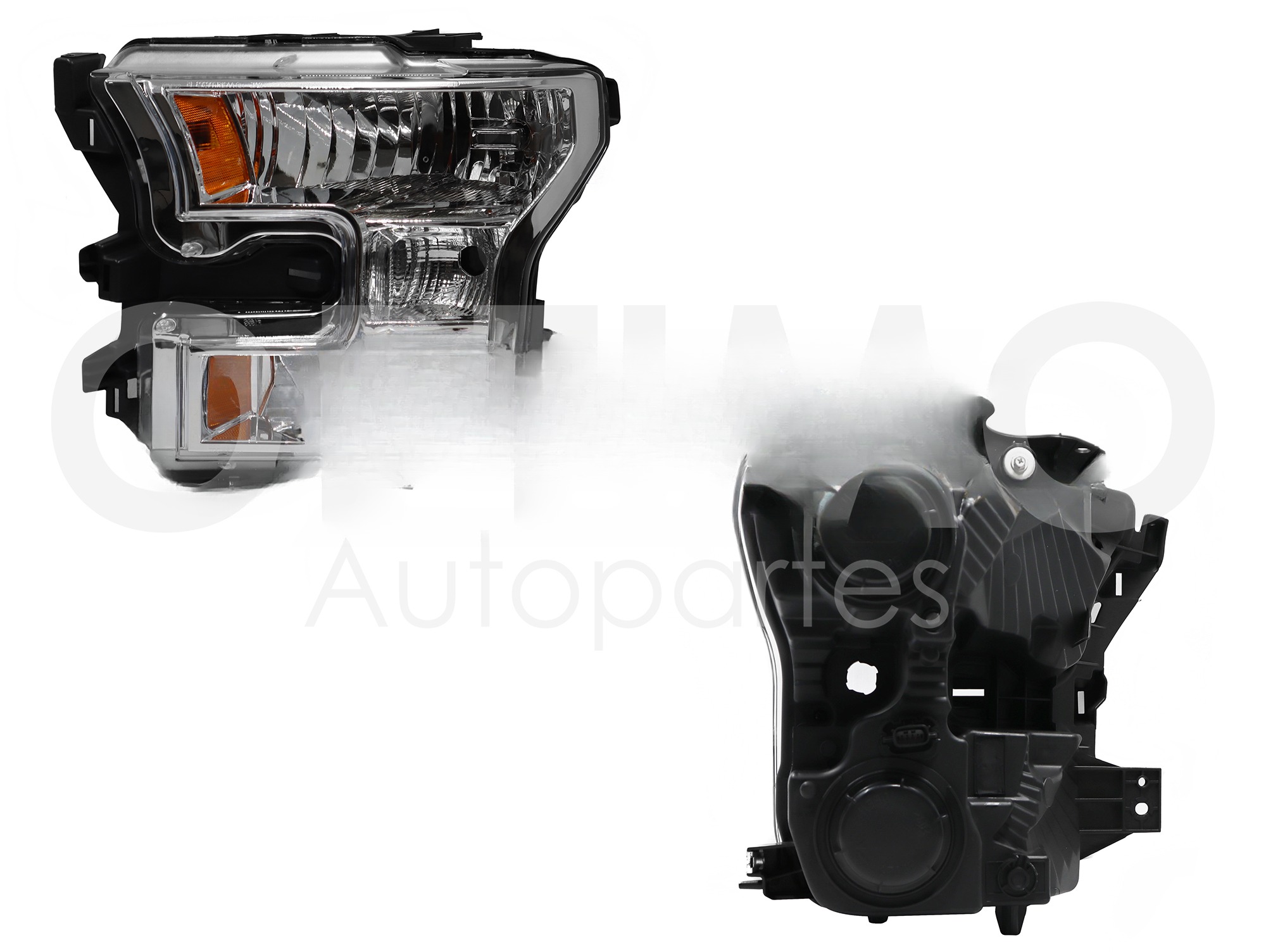 FARO IZQ F/CROMADO C/MICA AMBAR