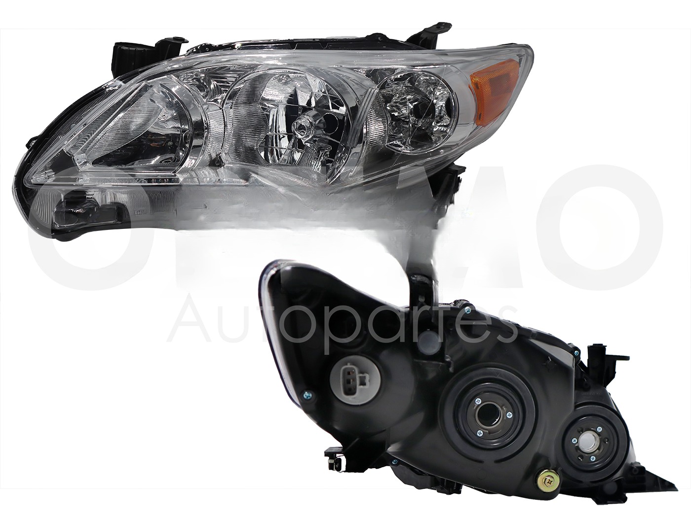 FARO IZQ F/CROMADO C/MICA AMBAR