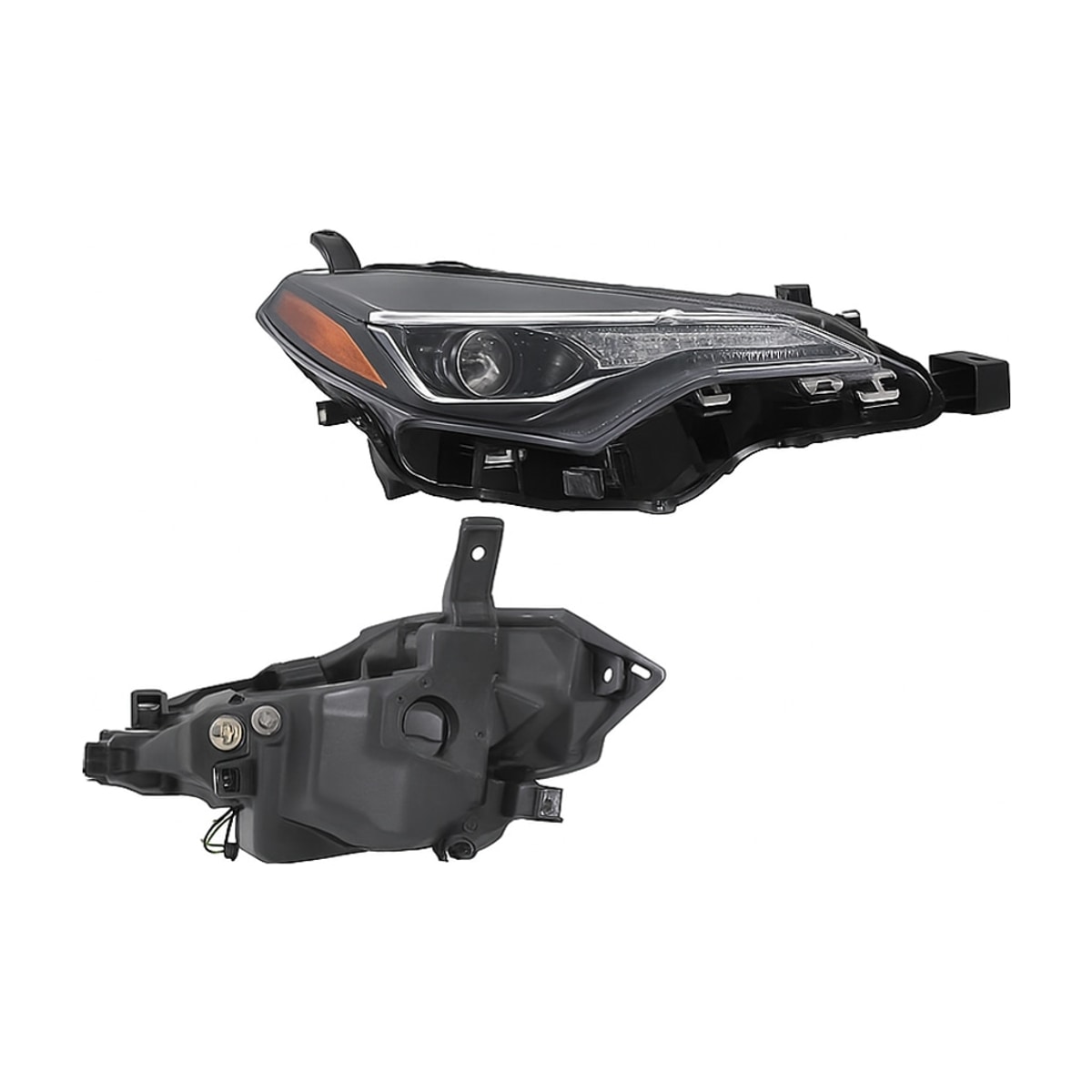 FARO DER F/NEGRO C/LED C/LUPA C/MICA AMBAR
