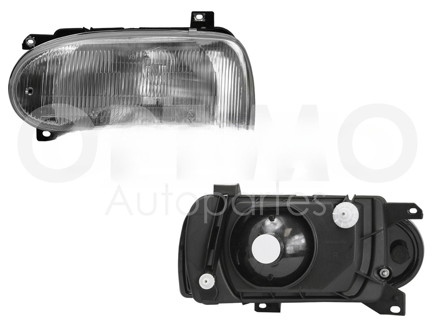 FARO IZQ F/CROMADO C/BASE PLASTICO VIDRIO RAYADO