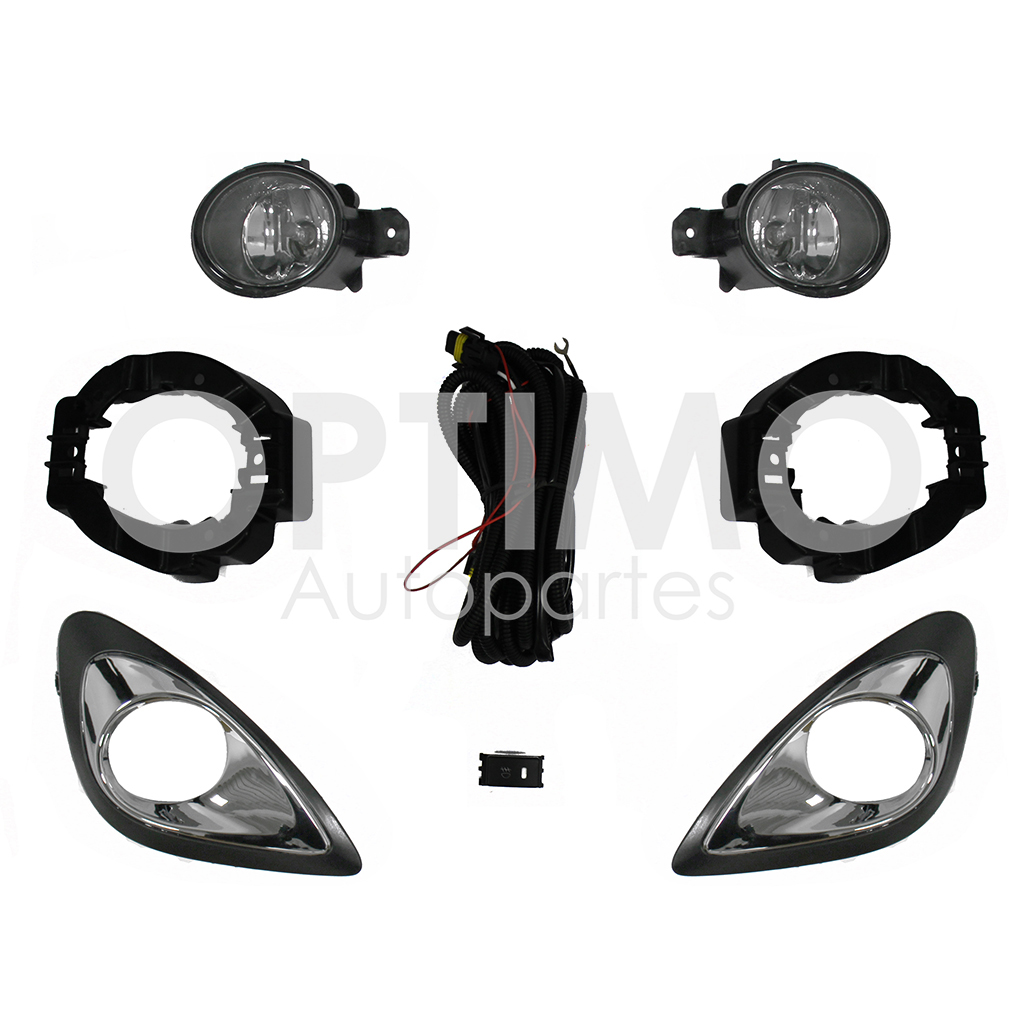 KIT FARO AUX C/CABLES C/BASES C/REJILLAS NEGRAS FILO CROMO C/FOCOS