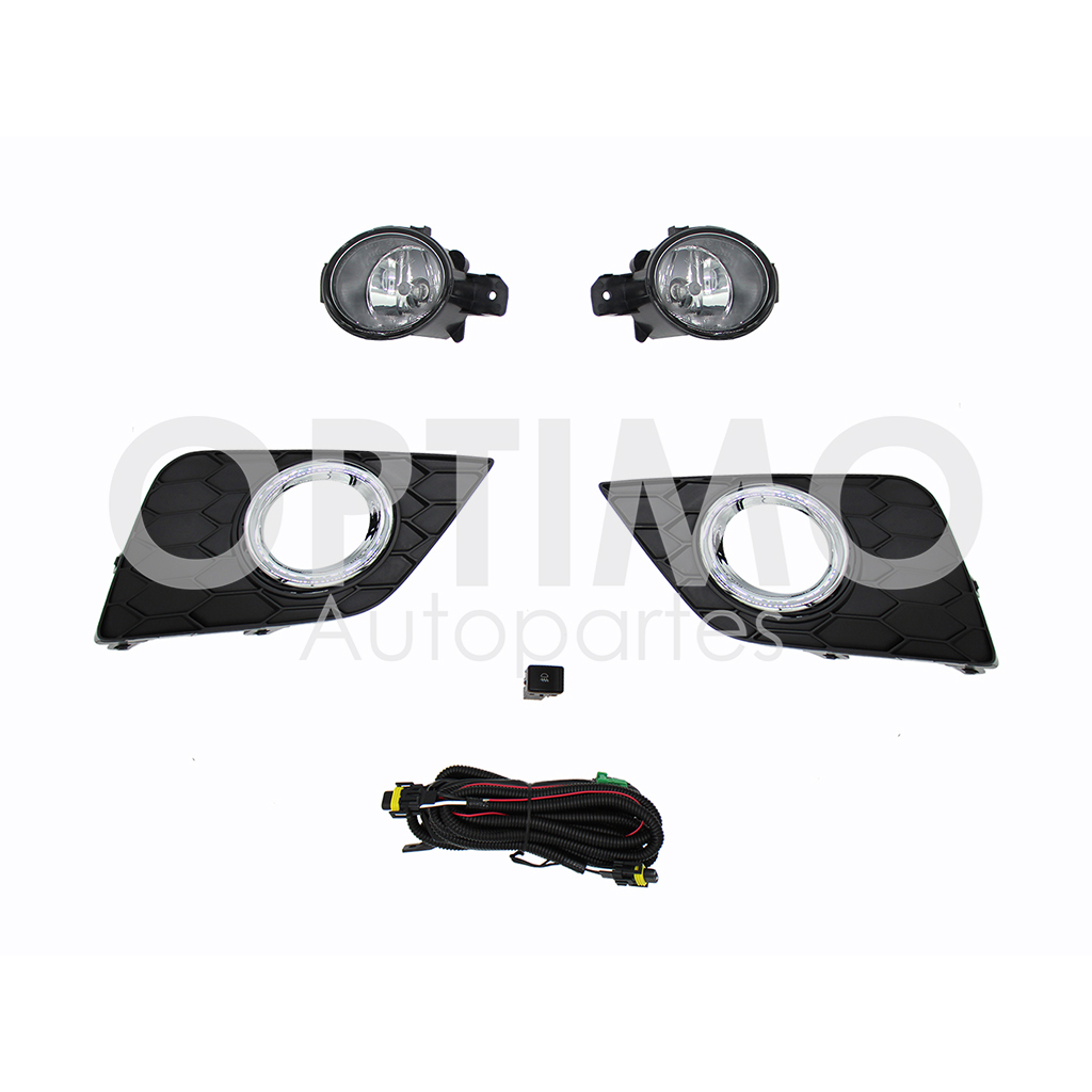 KIT FARO AUX C/CABLES C/REJILLAS ARILLO CROMO C/FOCOS