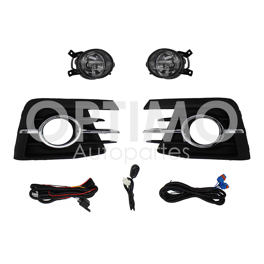 KIT FARO AUX C/CABLES C/REJILLAS ARILLO CROMO C/FOCOS (SEDAN/H-BACK)